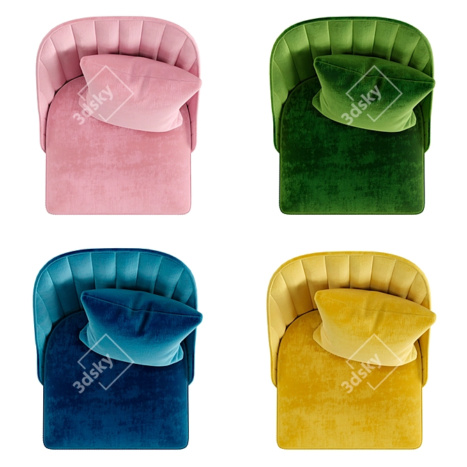 Velvet Dining Chair Set - 4 Colors 3D model image 6