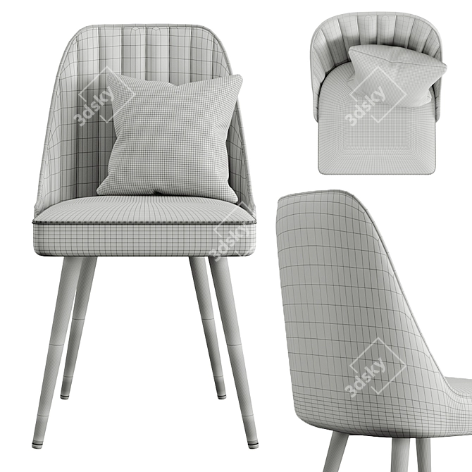 Velvet Dining Chair Set - 4 Colors 3D model image 7