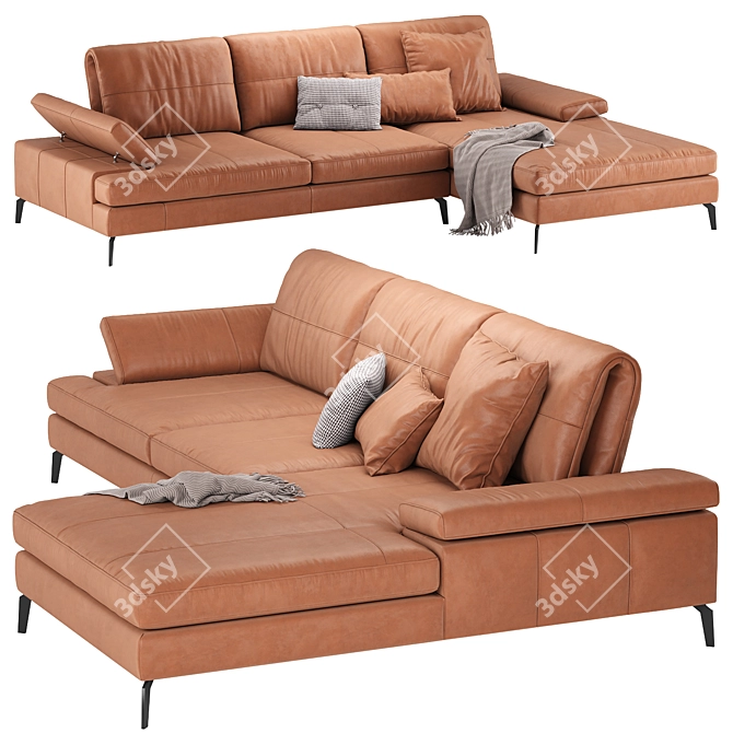 Landa: Adjustable Minimalist Sofa 3D model image 1