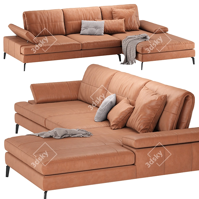 Landa: Adjustable Minimalist Sofa 3D model image 6