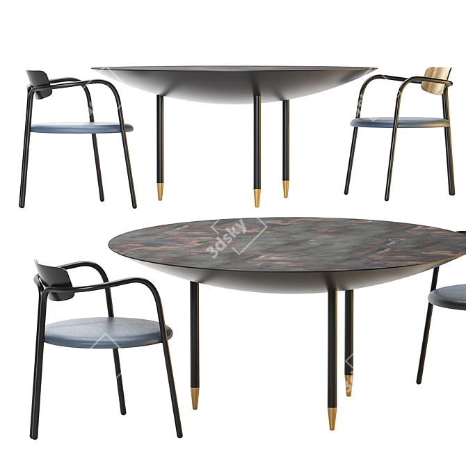 Via Veneto Dining Set: Elegant and Sophisticated 3D model image 2