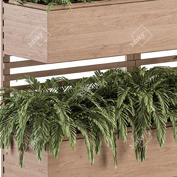 Rustic Wood Wall Planter Set 3D model image 2