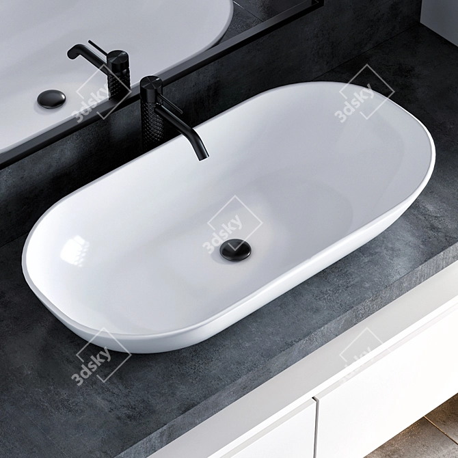 Modern 55cm Bathroom Vanity 3D model image 2