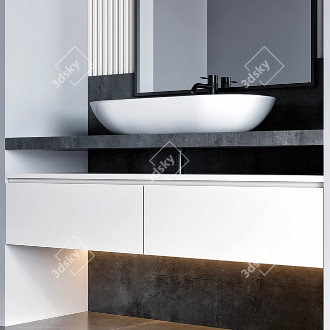 Modern 55cm Bathroom Vanity 3D model image 4