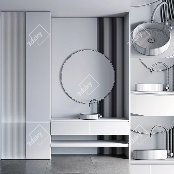 Modern 2m Bathroom Furniture 3D model image 5