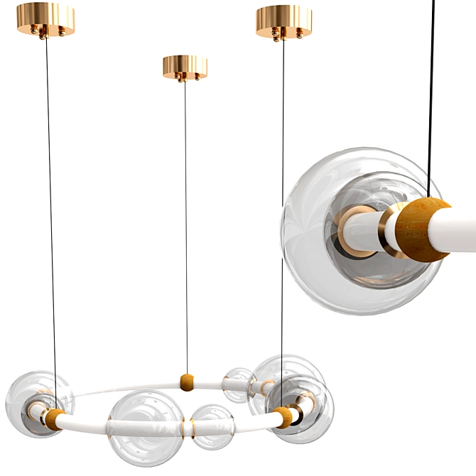 Nordic Glass Bubble Chandelier 3D model image 2