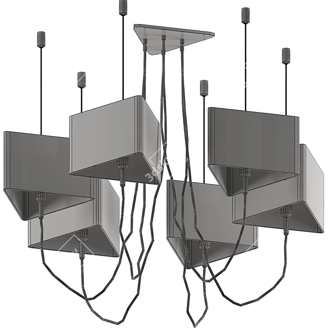 Urban Loft Industrial Chandelier 3D model image 2