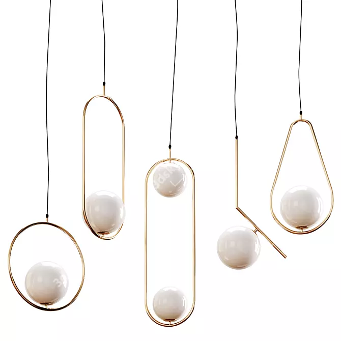 Elegant Hanging Lamps in Gold or Black 3D model image 1