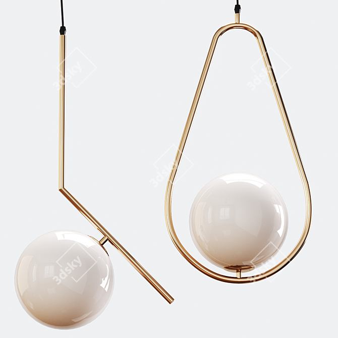 Elegant Hanging Lamps in Gold or Black 3D model image 3