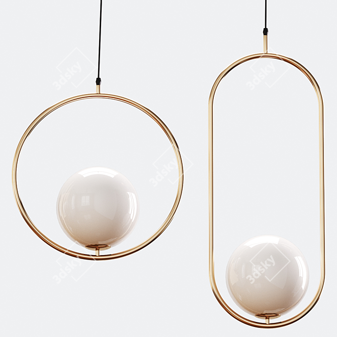 Elegant Hanging Lamps in Gold or Black 3D model image 4
