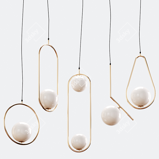 Elegant Hanging Lamps in Gold or Black 3D model image 5