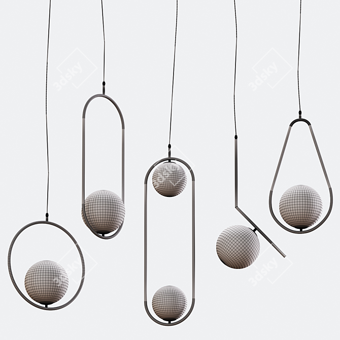 Elegant Hanging Lamps in Gold or Black 3D model image 6