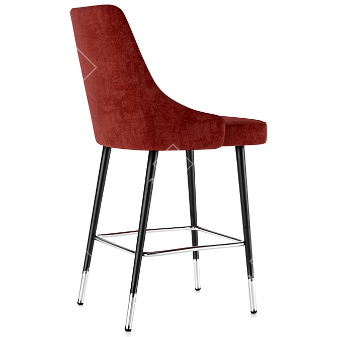 Elegant Velvet Half-Bar Chair 3D model image 3