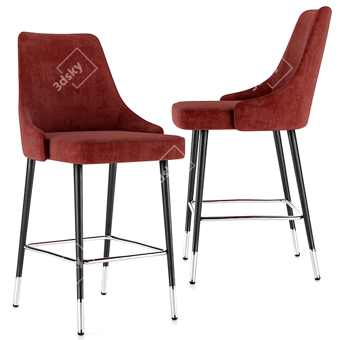 Elegant Velvet Half-Bar Chair 3D model image 6