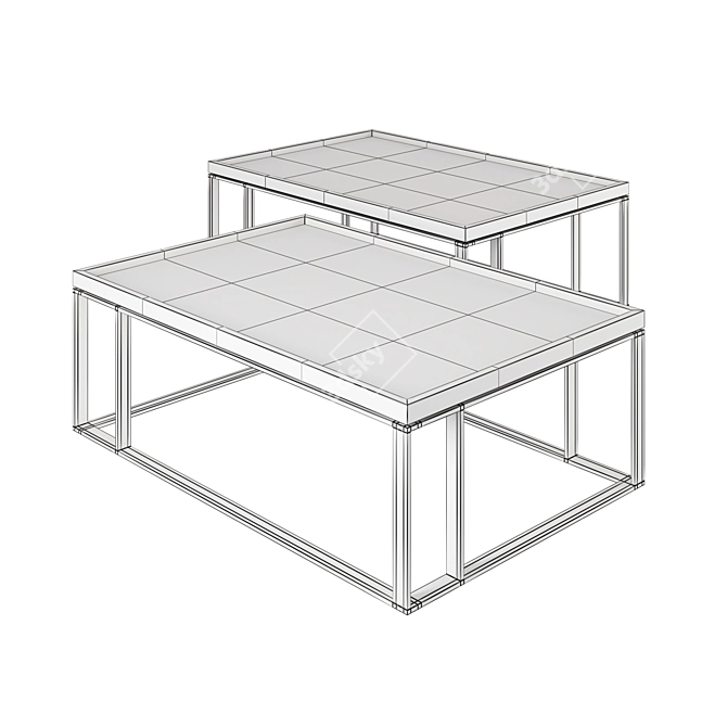 Minimalist Wood and Metal Coffee Table 3D model image 2