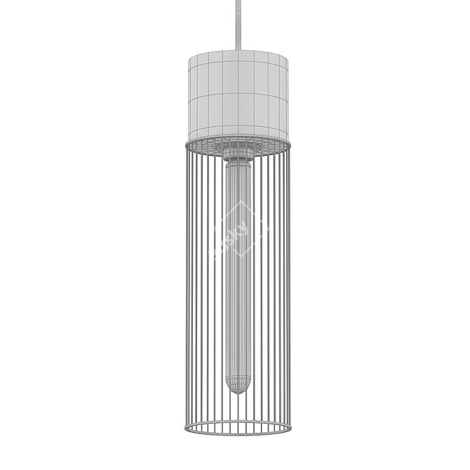 Sleek Concrete Steel Cage Pendant 3D model image 2