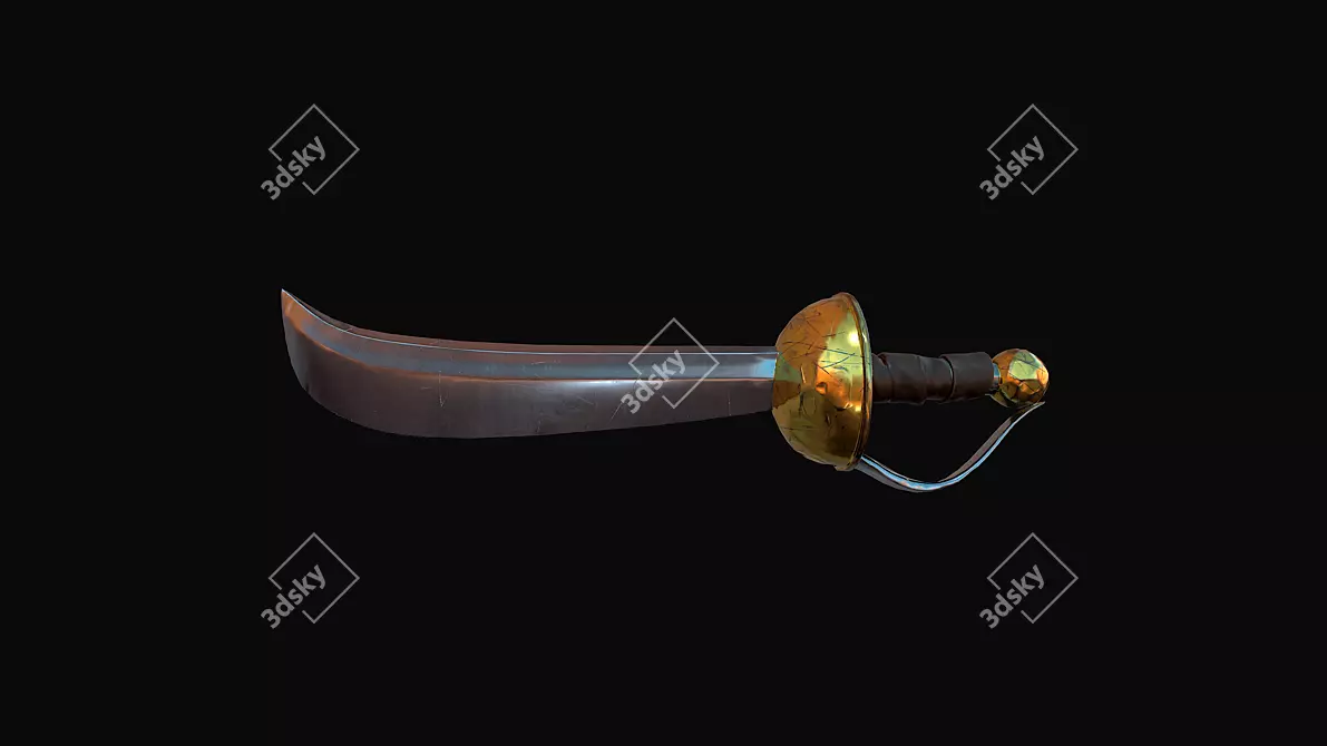 Battle-Worn Golden Steel Saber 3D model image 1