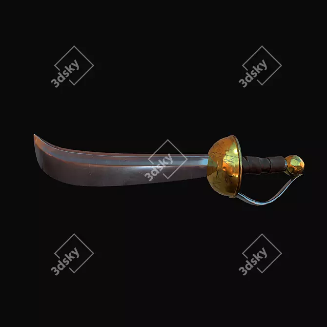 Battle-Worn Golden Steel Saber 3D model image 4