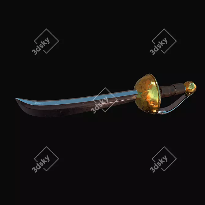 Battle-Worn Golden Steel Saber 3D model image 5