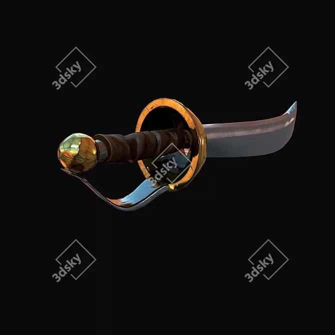 Battle-Worn Golden Steel Saber 3D model image 6