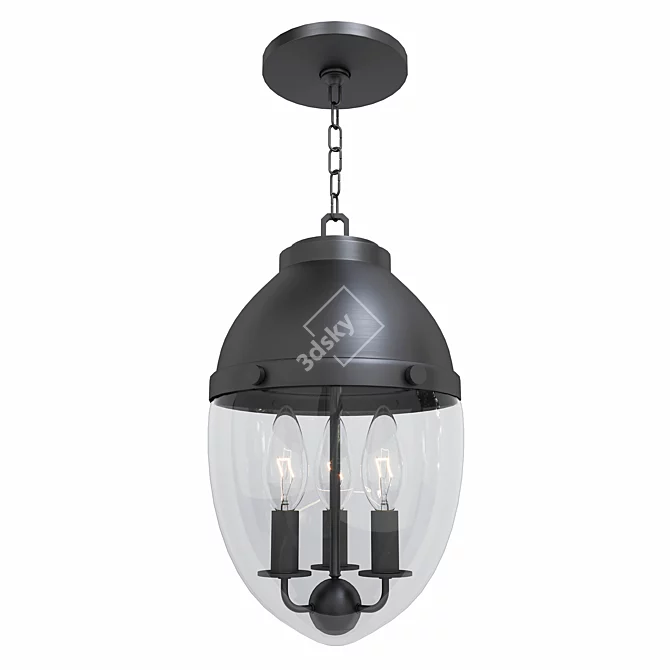 Elegant Three Light Pendant - Illuminate Your Space 3D model image 2