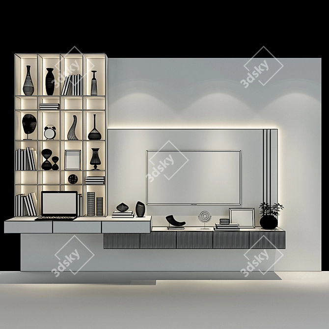 Sleek TV Wall Set 263 3D model image 2