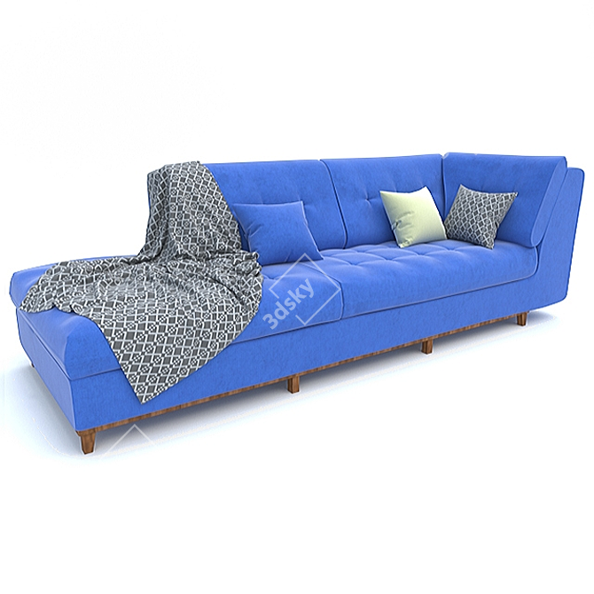 Velvet Blue Sofa 002 3D model image 3