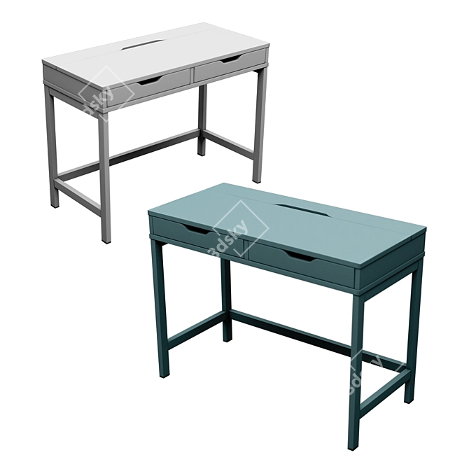  Elegant Turquoise-Gray and White Table "ALEX 3D model image 1