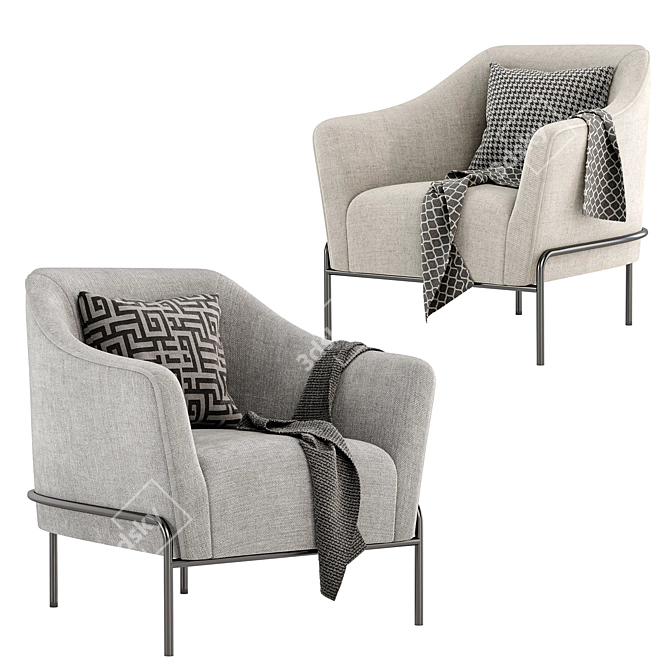 CALVIN Armchair: Sleek, Stylish, and Exceptionally Comfortable 3D model image 4