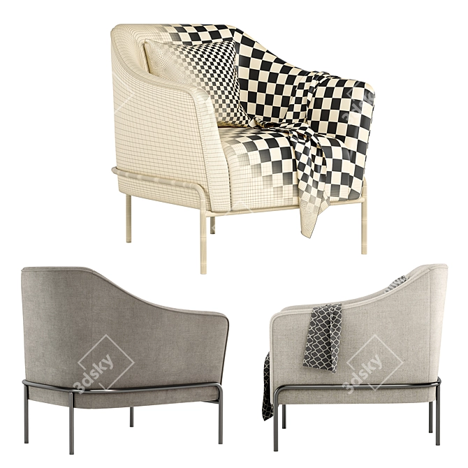 CALVIN Armchair: Sleek, Stylish, and Exceptionally Comfortable 3D model image 5