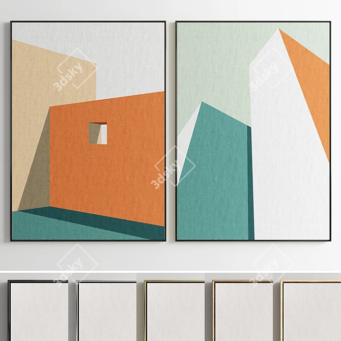 Modern Art Frames Set 3D model image 1