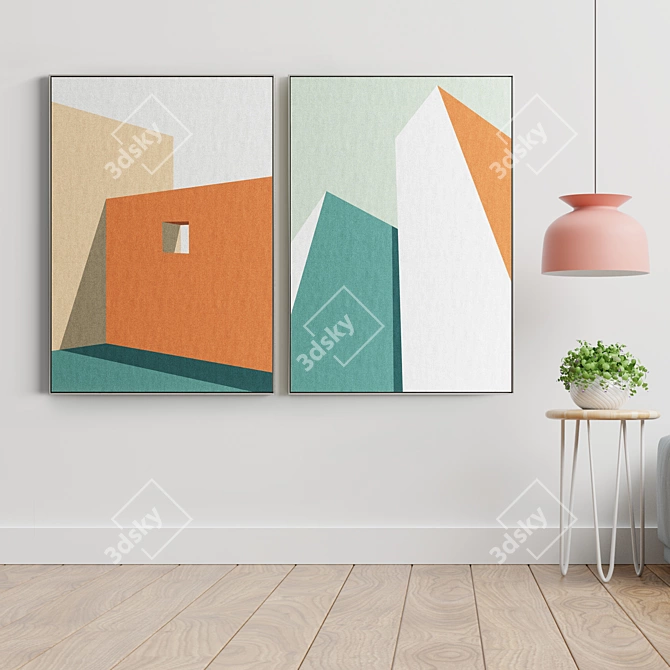 Modern Art Frames Set 3D model image 3