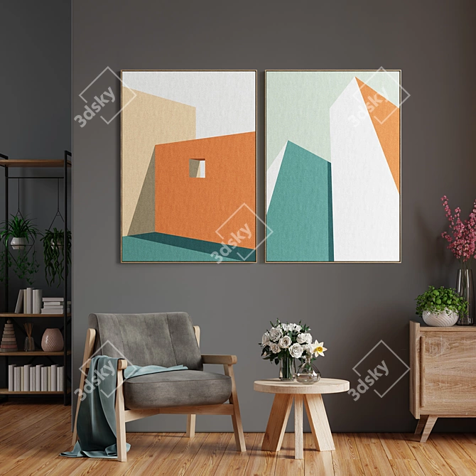 Modern Art Frames Set 3D model image 4