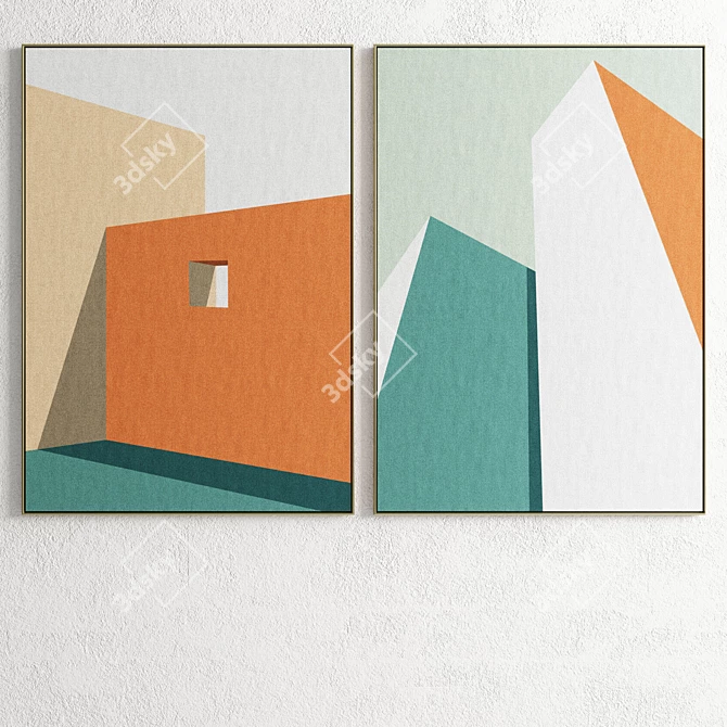 Modern Art Frames Set 3D model image 5