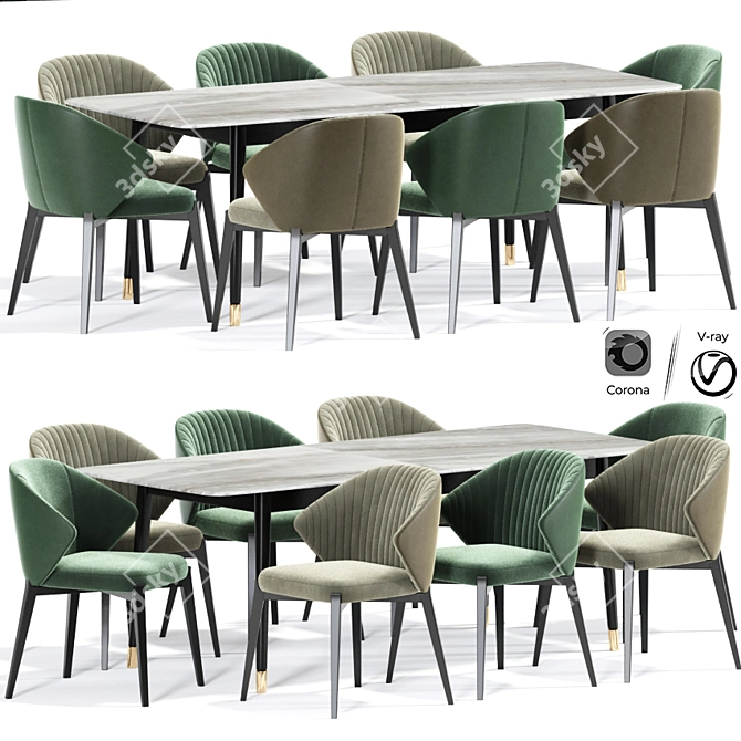 Astele Ellen Dining Chair Table - Stylish and Functional 3D model image 1