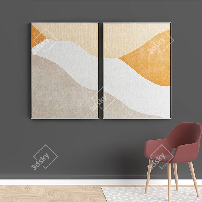 Elegant Frames: Set of 2 Paintings 3D model image 5