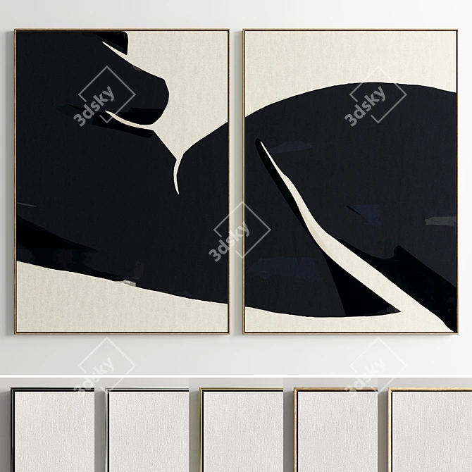 Elegant Frame Collection: Set of 2 Paintings, 5 Material Options 3D model image 1