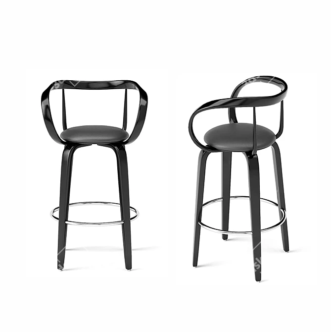 Apriori L Bar Stool: Elegant Design in Wood & Leather 3D model image 1