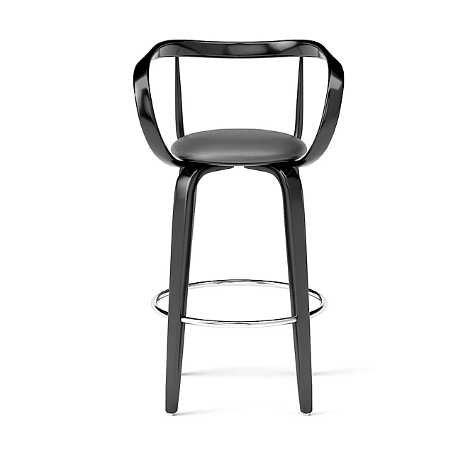 Apriori L Bar Stool: Elegant Design in Wood & Leather 3D model image 2