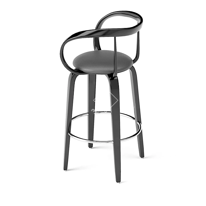 Apriori L Bar Stool: Elegant Design in Wood & Leather 3D model image 3