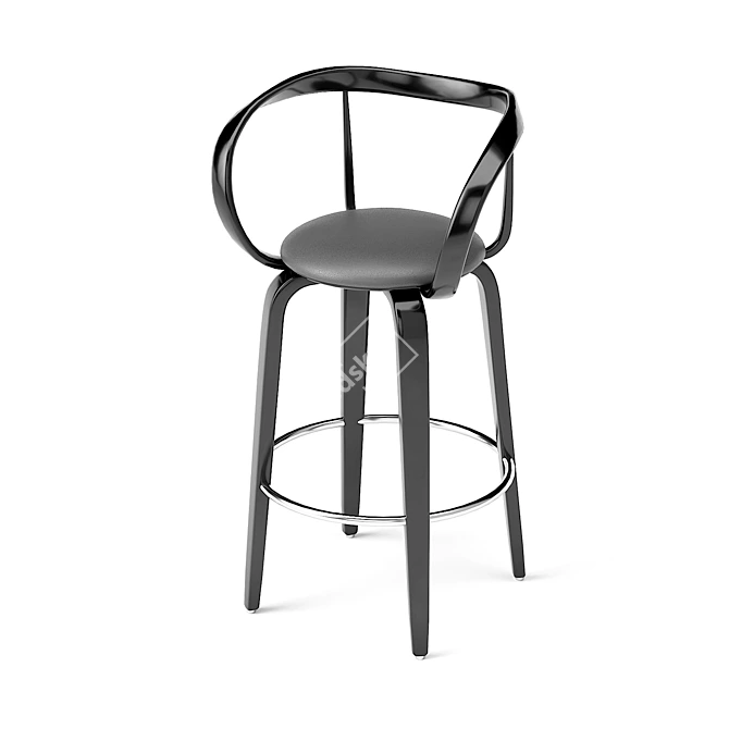 Apriori L Bar Stool: Elegant Design in Wood & Leather 3D model image 4