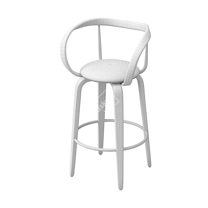 Apriori L Bar Stool: Elegant Design in Wood & Leather 3D model image 5