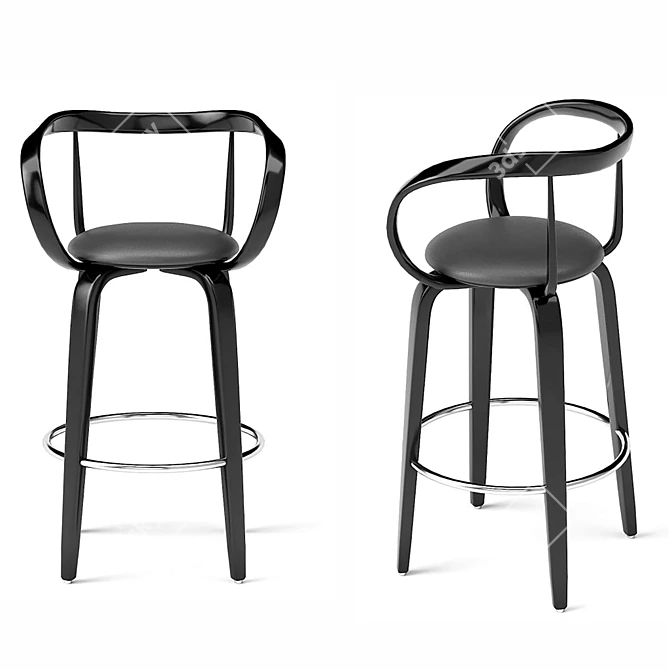 Apriori L Bar Stool: Elegant Design in Wood & Leather 3D model image 6