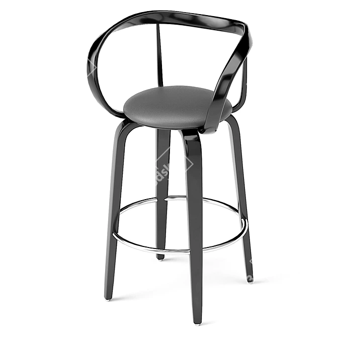 Apriori L Bar Stool: Elegant Design in Wood & Leather 3D model image 11