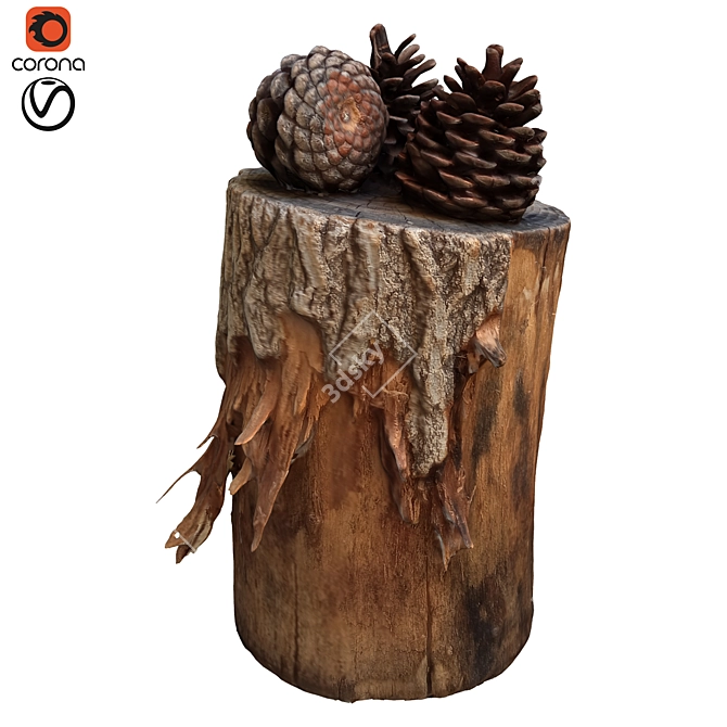 Natural Tree Trunk Sculpture 3D model image 1