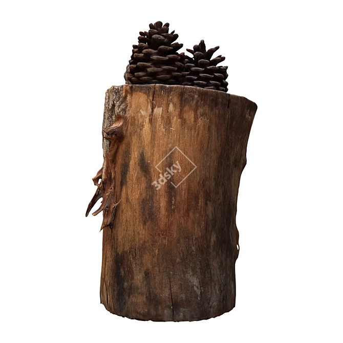 Natural Tree Trunk Sculpture 3D model image 4