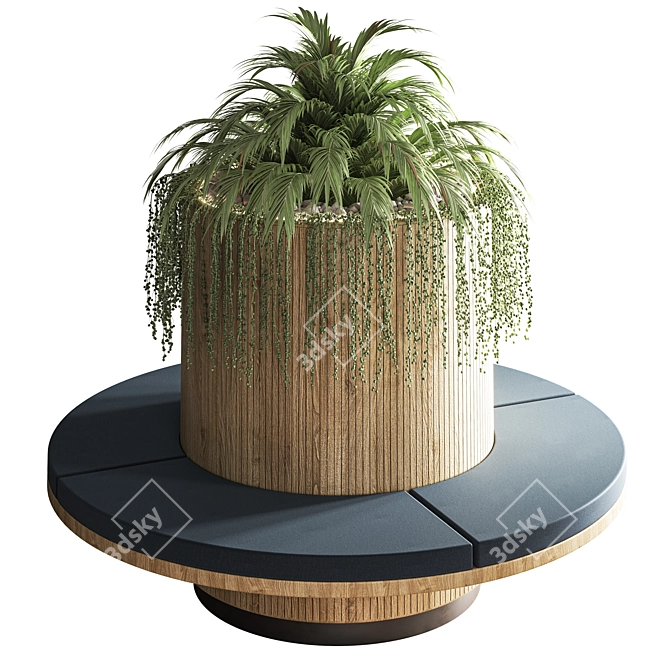 Elegant Seat with Indoor Plants 3D model image 1