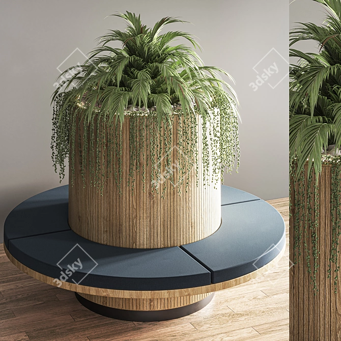 Elegant Seat with Indoor Plants 3D model image 2