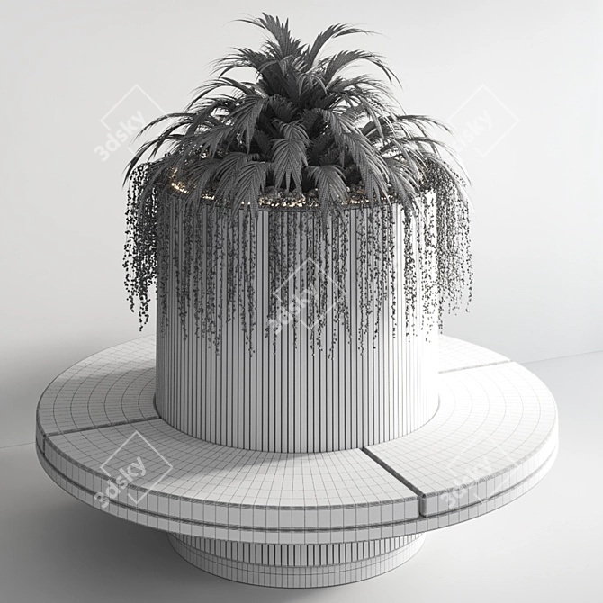 Elegant Seat with Indoor Plants 3D model image 4