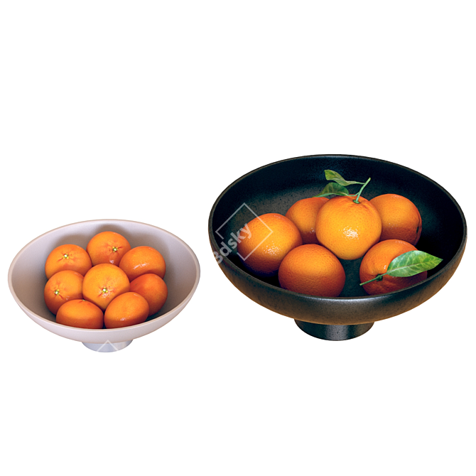 Citrus Groove Bowl Set: Oranges & Mandarins 3D model image 5